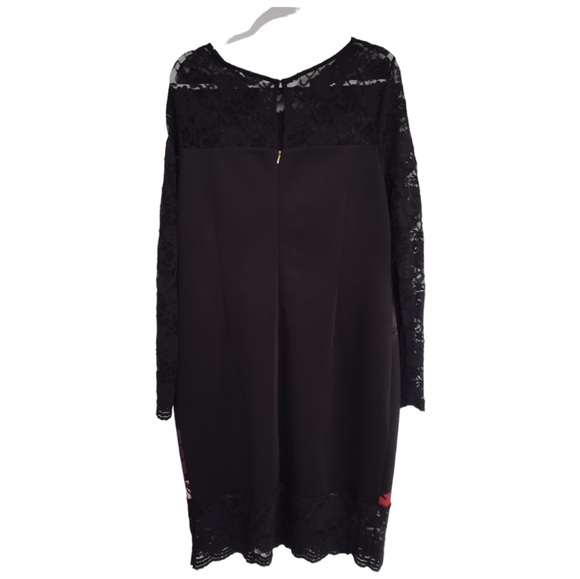 Thalia Sodi Dress Floral Scuba Sheath Black Lace Long Sleeves & Hem Size XL - Picture 9 of 14